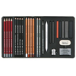 Cretacolor Teacher's Choice Advanced Drawing Set Karakalem Eskiz Çizim Seti Metal Kutu 27 Parça - Cretacolor
