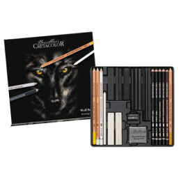 Cretacolor Wolf Box Drawing Set Profesyonel Karakalem Eskiz Çizim Seti 25 Parça Metal Kutu - 1
