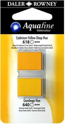 Daler Rowney Aquafine 1/2 Tablet Sulu Boya 2'li Set CADMIUM YELLOW DEEP HUE / GANBOGE HUE - Daler Rowney