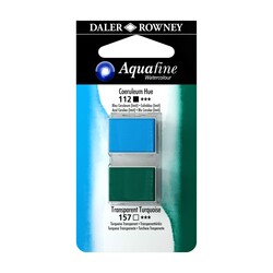 Daler Rowney Aquafine 1/2 Tablet Sulu Boya 2'li Set COERULEUM BLUE HUE / TRANSPARENT TURQUOISE - Daler Rowney