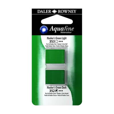 Daler Rowney Aquafine 1/2 Tablet Sulu Boya 2'li Set HOOKERS GREEN LIGHT / HOOKERS GREEN DARK - 1