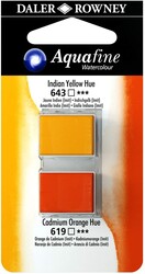 Daler Rowney Aquafine 1/2 Tablet Sulu Boya 2'li Set INDIAN YELLOW HUE / CADMIUM ORANGE HUE - Daler Rowney