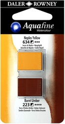 Daler Rowney Aquafine 1/2 Tablet Sulu Boya 2'li Set NAPLES YELLOW / BURNT UMBER - Daler Rowney