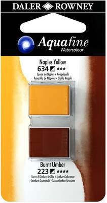 Daler Rowney Aquafine 1/2 Tablet Sulu Boya 2'li Set NAPLES YELLOW / BURNT UMBER - 1
