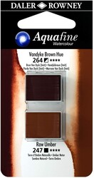 Daler Rowney Aquafine 1/2 Tablet Sulu Boya 2'li Set VANDYKE BROWN HUE / RAW UMBER - Daler Rowney