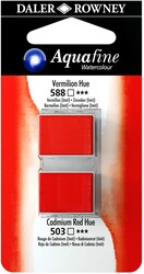 Daler Rowney Aquafine 1/2 Tablet Sulu Boya 2'li Set VERMILION HUE / CADMIUM RED HUE - Daler Rowney