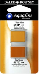 Daler Rowney Aquafine 1/2 Tablet Sulu Boya 2'li Set YELLOW OCHRE / RAW SIENNA - Daler Rowney