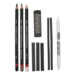 Derwent Charcoal Set Füzen Karakalem Eskiz Çizim Seti 10'lu - 2