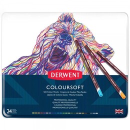 Derwent Coloursoft Pencils Yumuşak Kuru Boya Kalemi Seti 24'lü Teneke Kutu - 2