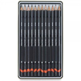 Derwent Graphic Dereceli Kalem Karakalem Eskiz Çizim Seti Soft (Sketching) 12'li Teneke Kutu - 3