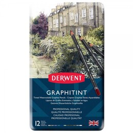 Derwent Graphitint Suda Çözünebilen Renkli Eskiz Çizim Kalemi Seti 12'li Teneke Kutu - 2