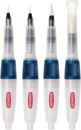 Derwent Push Button Waterbrush Akış Kontrollü Su Hazneli Sulu Boya Fırçası Seti 4 Boy - 3