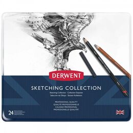 Derwent Sketching Collection Karakalem Eskiz Çizim Seti 24'lü Teneke Kutu - 2