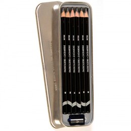 Derwent Sketching Pencils Karakalem Eskiz Çizim Kalemi Seti 6'lı Teneke Kutu - 2