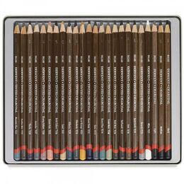 Derwent Tinted Charcoal Renkli Kömür Füzen Karakalem Eskiz Çizim Seti 24'lü Teneke Kutu - 3