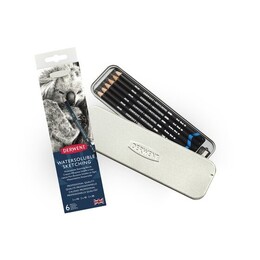 Derwent Watersoluable Sketching Pencils Suda Çözünebilen Çizim Kalemi Seti 6'lı Teneke Kutu - 1