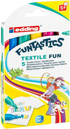 Edding 17 Funtastics Textile Fun Kumaş Tekstil Boyama Kalemi Seti 5 Renk - Edding