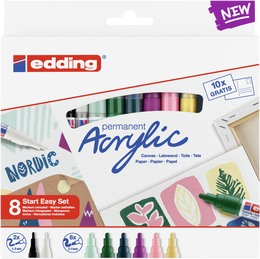 Edding Akrilik Boyama Markörü Seti Marker Easy Start Set Nordic 8 Mix Kalem - Edding