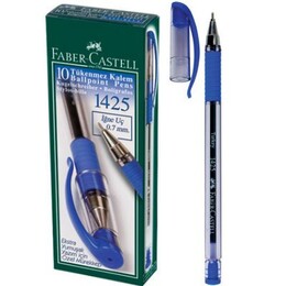 Faber Castell 1425 İğne Uçlu Tükenmez Kalem 10'lu Kutu MAVİ - Faber Castell
