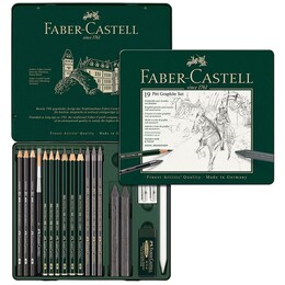 Faber Castell Pitt Graphite Karakalem Eskiz Çizim Seti 19 Parça - Faber Castell
