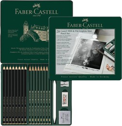 Faber Castell Pitt Graphite Matt Dereceli Kalem Eskiz Çizim Seti 20'li - Faber Castell