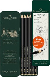 Faber Castell Pitt Graphite Matt Dereceli Kalem Eskiz Çizim Seti 6'lı - Faber Castell