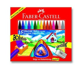 Faber Castell Silinebilir Wax Crayon Mum Boya 15 Renk - Faber Castell