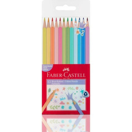 Faber Castell Üçgen Kuru Boya 12 Renk Pastel Renkler - Faber Castell