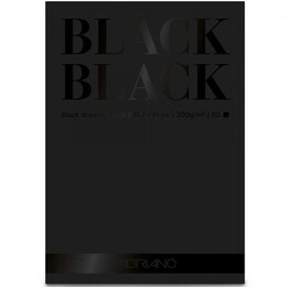 Fabriano Black Black Çok Amaçlı Pürüzsüz Yüzeyli Siyah Yapraklı Çizim Defteri Blok 300 gr. A4 20 yaprak - Fabriano