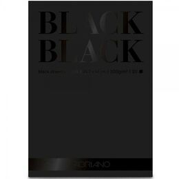Fabriano Black Black Çok Amaçlı Pürüzsüz Yüzeyli Siyah Yapraklı Çizim Defteri Blok 300 gr. A4 20 yaprak - 1
