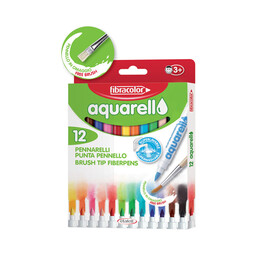 Fibracolor Aquarell Suda Çözünebilen Keçeli Kalem 12 Renk - Fibracolor