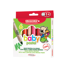 Fibracolor Baby Pastel 1+ Yaş Bebekler İçin Kalın Pastel Kalem 6 Renk - Fibracolor