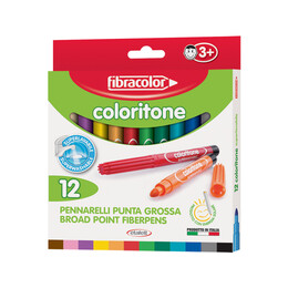 Fibracolor Coloritone Kalın Uçlu Keçeli Kalem 12 Renk - Fibracolor