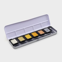 Finetec Metalik Yaldız Tablet Sulu Boya Seti 6 Renk Pearlescent Colours F7001 - Finetec