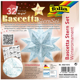 Folia Bascetta Stern Çift Taraflı Origami Kağıdı 15x15 cm. 32 Yaprak KIŞ MOTİFİ BEYAZ - Folia