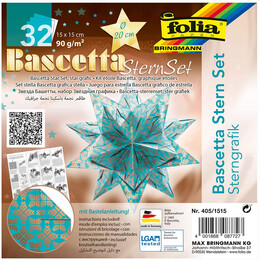 Folia Bascetta Stern Çift Taraflı Origami Kağıdı 15x15 cm. 32 Yaprak TURKUAZ - Folia