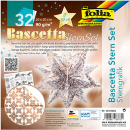 Folia Bascetta Stern Çift Taraflı Origami Kağıdı 20x20 cm. 32 Yaprak GRAFİK BEYAZ - Folia