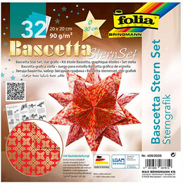 Folia Bascetta Stern Çift Taraflı Origami Kağıdı 20x20 cm. 32 Yaprak GRAFİK KIRMIZI - Folia