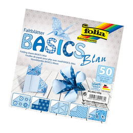 Folia Origami Kağıdı 15x15 cm. 5 Desen 50 Yaprak Basic Mavi - Folia