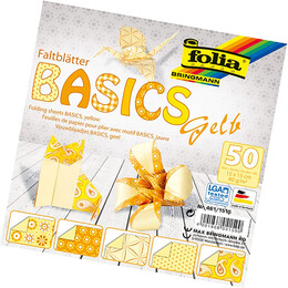 Folia Origami Kağıdı 15x15 cm. 5 Desen 50 Yaprak Basic Sarı - Folia