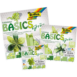 Folia Origami Kağıdı 15x15 cm. 5 Desen 50 Yaprak Basic Yeşil - Folia