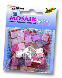 Folia Simli Mozaik Taşı 10x10 mm. 190 Adet GLİTTER PEMBE - Folia