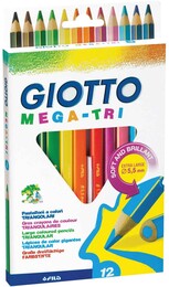 Giotto Mega-Tri Üçgen Jumbo Kuru Boya 12 Renk - Giotto