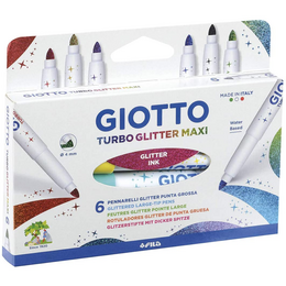 Giotto Turbo Maxi Glitter Kalın Uçlu Simli Keçeli Kalem 6 Renk - Giotto