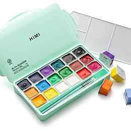 HIMI Jelly Cup Gouache Set Guaj Boya Seti 18 Renk x 30 gr. (Green Case) - 1