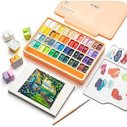 HIMI Twin Cup Gouache Set Guaj Boya Seti 48 Renk x 12 gr. + 3 Fırça (Peach Fuzz Case) - 2