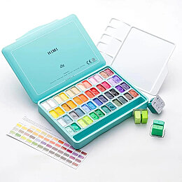 HIMI Twin Cup Gouache Set Guaj Boya Seti 48 Renk x 12 gr. (Green Case) - HIMI