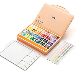 HIMI Twin Cup Gouache Set Guaj Boya Seti 48 Renk x 12 gr. (Peach Fuzz Case) - HIMI