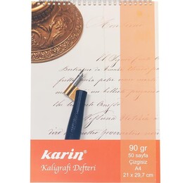Karin Kaligrafi Defteri Çizgisiz 90 gr. A4 50 yaprak - Karin