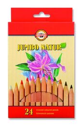 Koh-i Noor Jumbo Naturel Kalın Kuru Boya Kalemi Seti 24 Renk - 1